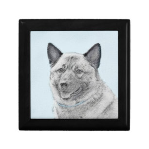 Norwegian Elkhound Painting - Original Dog Art Gift Box