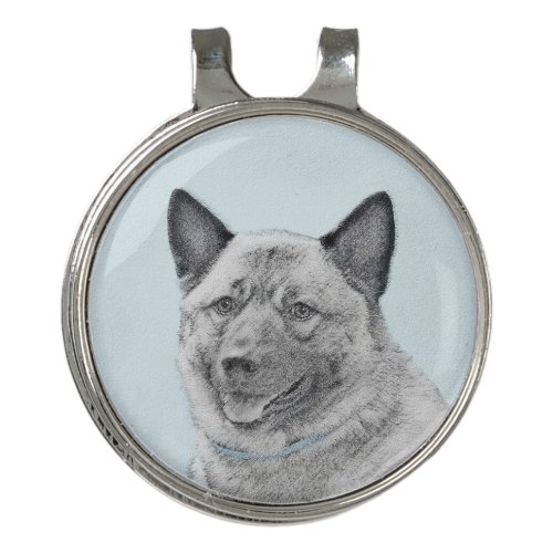 Norwegian Elkhound Painting _ Original Dog Art Golf Hat Clip