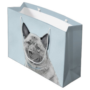 Norwegian Elkhound Painting - Original Dog Art Large Gift Bag