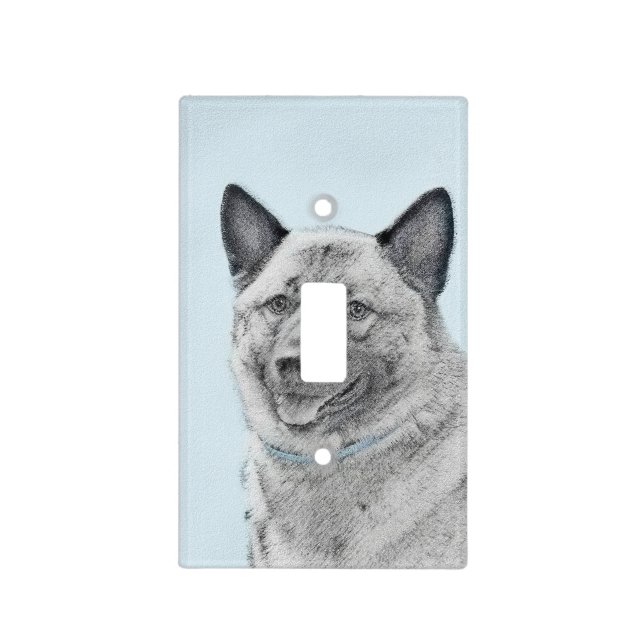 Norwegian Elkhound Painting - Original Dog Art Light Switch Cover (Front)