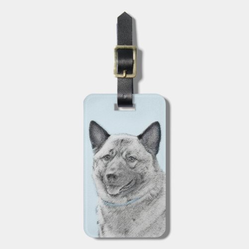 Norwegian Elkhound Painting _ Original Dog Art Luggage Tag