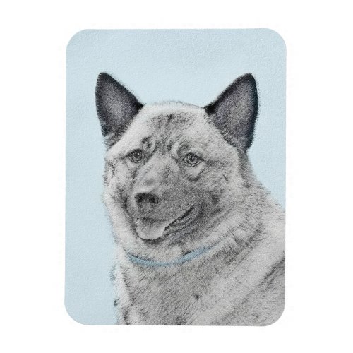 Norwegian Elkhound Painting _ Original Dog Art Magnet