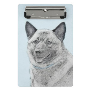 Norwegian Elkhound Painting - Original Dog Art Mini Clipboard