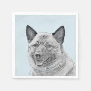 Norwegian Elkhound Painting - Original Dog Art Napkins