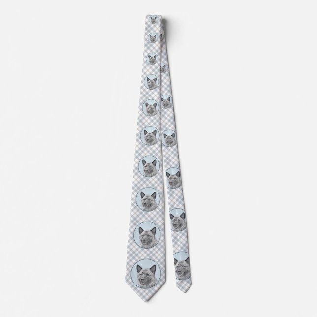 Norwegian Elkhound Painting - Original Dog Art Neck Tie (Front)