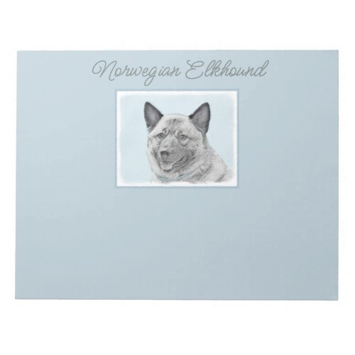 Norwegian Elkhound Painting _ Original Dog Art Not Notepad