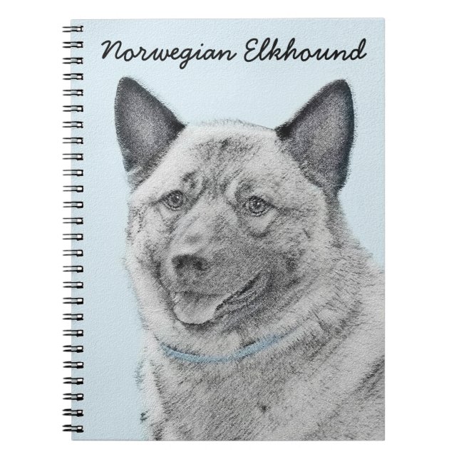 Norwegian Elkhound Painting - Original Dog Art Notebook (Front)