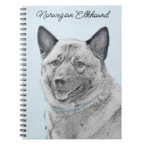 Norwegian Elkhound Painting _ Original Dog Art Notebook