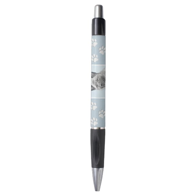 Norwegian Elkhound Painting - Original Dog Art Pen (Front Vertical)