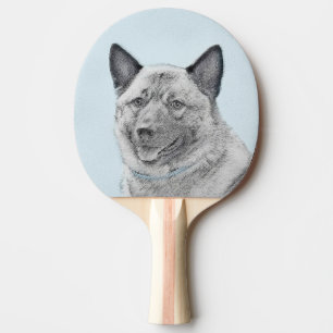 Norwegian Elkhound Painting - Original Dog Art Ping Pong Paddle