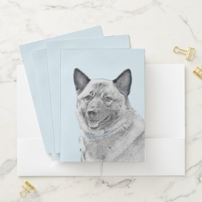 Norwegian Elkhound Painting - Original Dog Art Pocket Folder (In Situ)