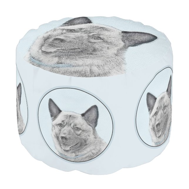 Norwegian Elkhound Painting - Original Dog Art Pou Pouf (Angled Back)