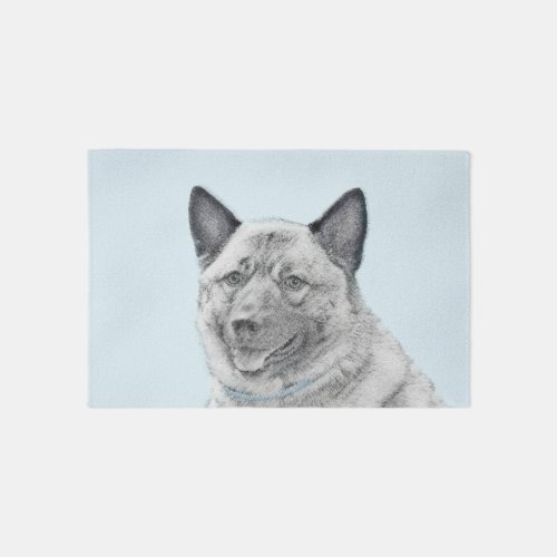 Norwegian Elkhound Painting _ Original Dog Art Rug