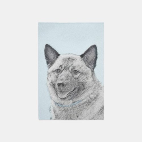 Norwegian Elkhound Painting _ Original Dog Art Rug