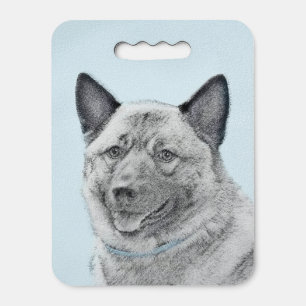 Norwegian Elkhound Painting - Original Dog Art Seat Cushion
