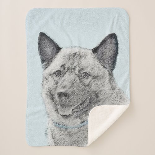 Norwegian Elkhound Painting _ Original Dog Art Sherpa Blanket