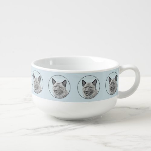 Norwegian Elkhound Painting _ Original Dog Art Soup Mug