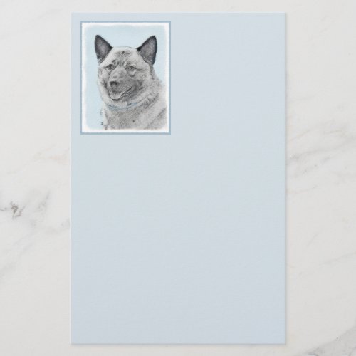 Norwegian Elkhound Painting _ Original Dog Art Stationery