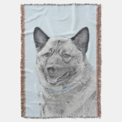 Norwegian Elkhound Painting _ Original Dog Art Throw Blanket