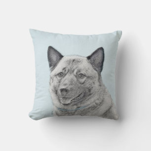 Norwegian Elkhound Painting - Original Dog Art Throw Pillow