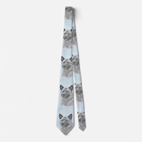 Norwegian Elkhound Painting _ Original Dog Art Tie