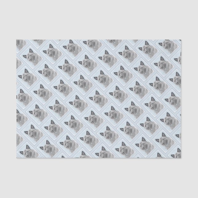 Norwegian Elkhound Painting - Original Dog Art Tissue Paper (Front)