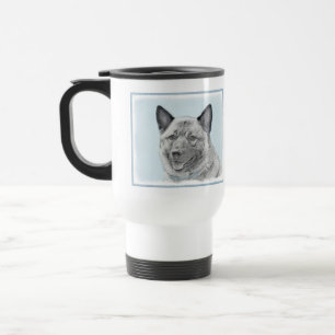 Norwegian Elkhound Painting - Original Dog Art Travel Mug