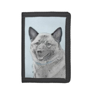 Norwegian Elkhound Painting - Original Dog Art Trifold Wallet