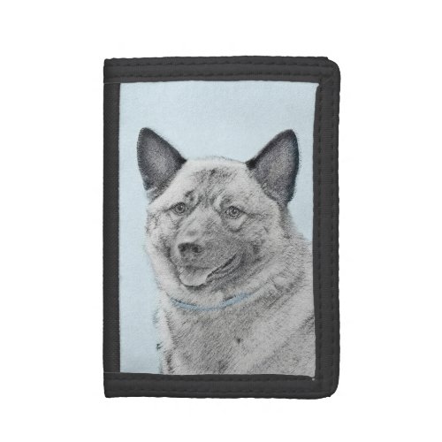Norwegian Elkhound Painting _ Original Dog Art Trifold Wallet