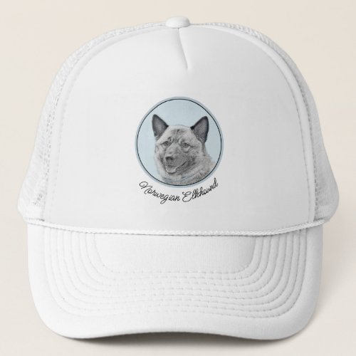 Norwegian Elkhound Painting _ Original Dog Art Trucker Hat