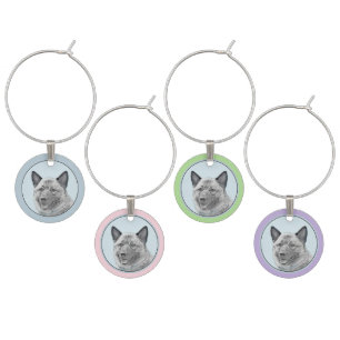 Norwegian Elkhound Painting - Original Dog Art Wine Charm