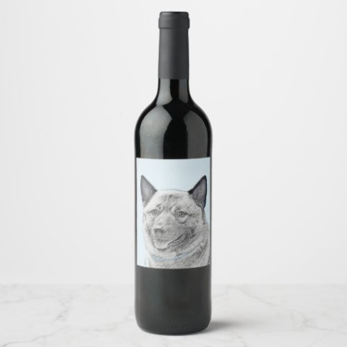 Norwegian Elkhound Painting _ Original Dog Art Wine Label