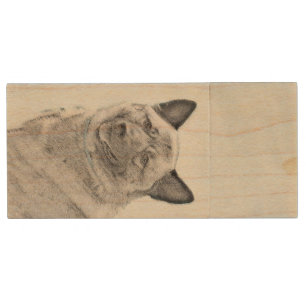 Norwegian Elkhound Painting - Original Dog Art Wood Flash Drive