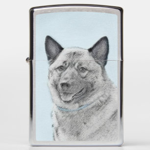 Norwegian Elkhound Painting - Original Dog Art Zippo Lighter