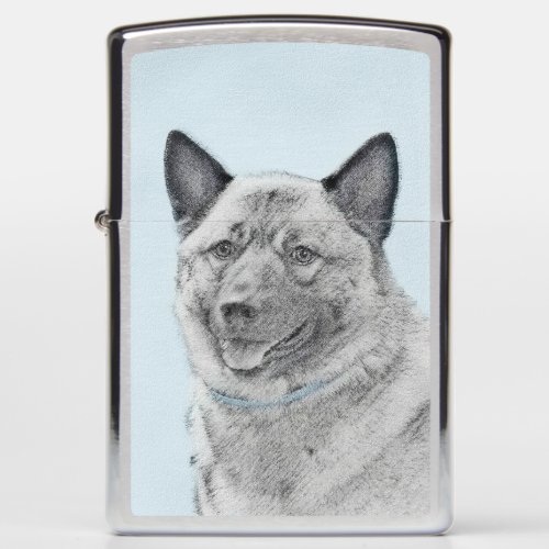 Norwegian Elkhound Painting _ Original Dog Art Zippo Lighter