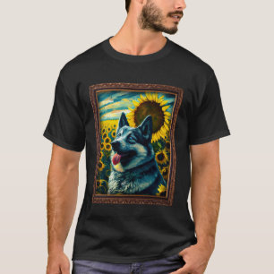 Norwegian Elkhound Painting Sunflower Flower Mom W T-Shirt