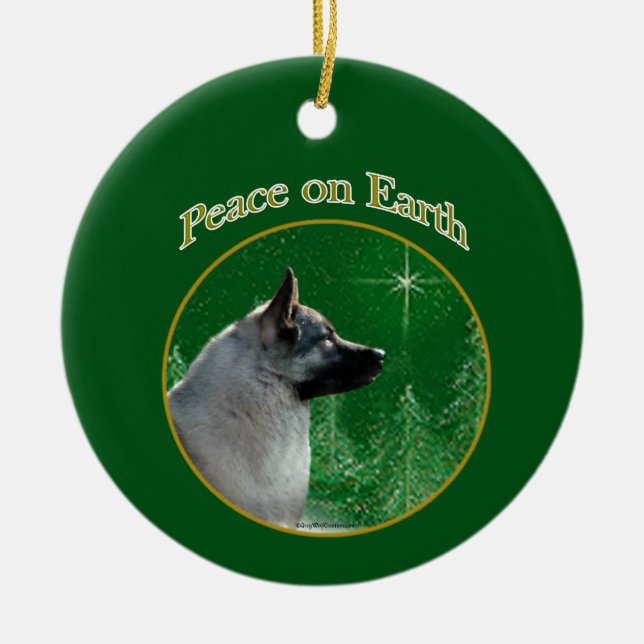 Norwegian Elkhound Peace Ceramic Ornament (Front)