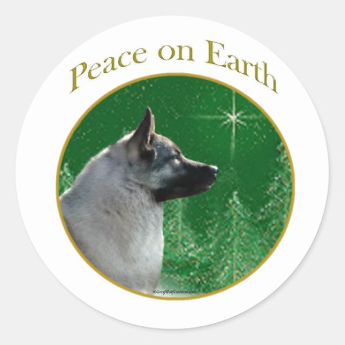 Norwegian Elkhound Peace Classic Round Sticker