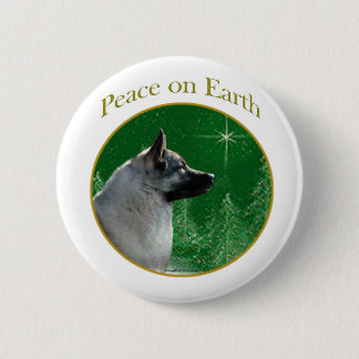 Norwegian Elkhound Peace Pinback Button