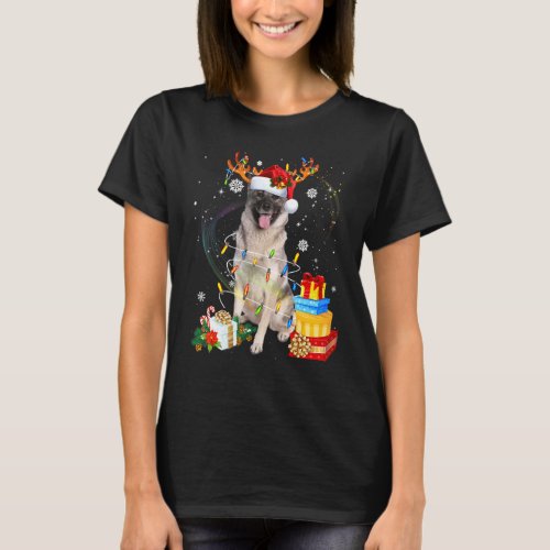 Norwegian Elkhound Reindeer Santa Christmas Dog Pa T_Shirt