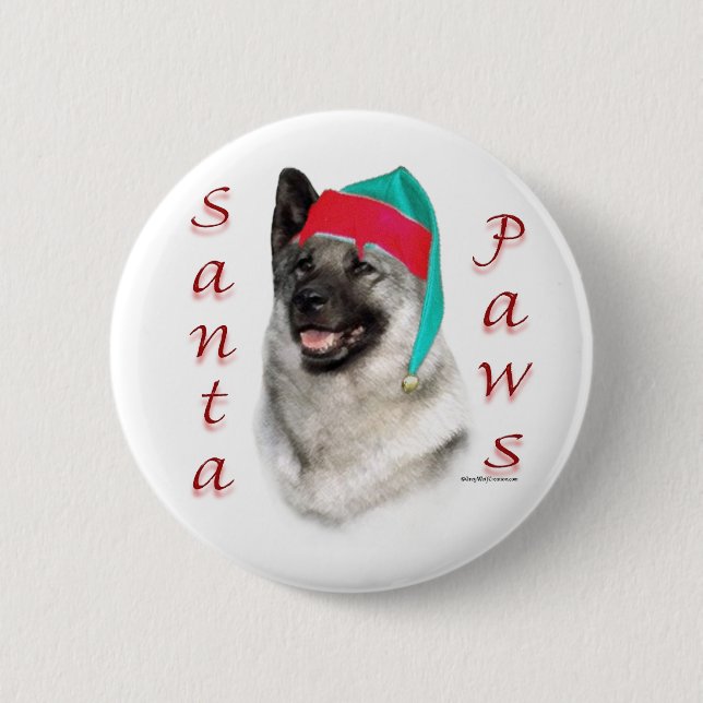 Norwegian Elkhound Santa Paws Button (Front)