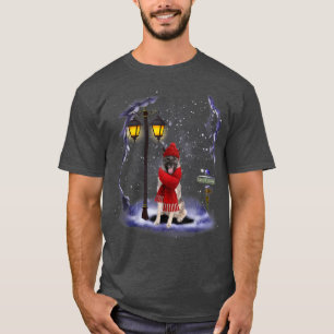 Norwegian Elkhound Santa Snow Christmas Light Wint T-Shirt