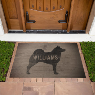 Norwegian Elkhound Silhouette Dog Breed Custom Doormat
