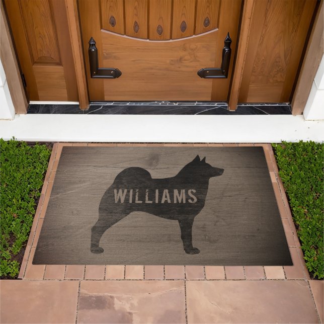 Norwegian Elkhound Silhouette Dog Breed Custom Doormat (Outdoor)