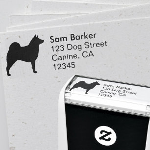 Norwegian Elkhound Silhouette Return Address Self-inking Stamp