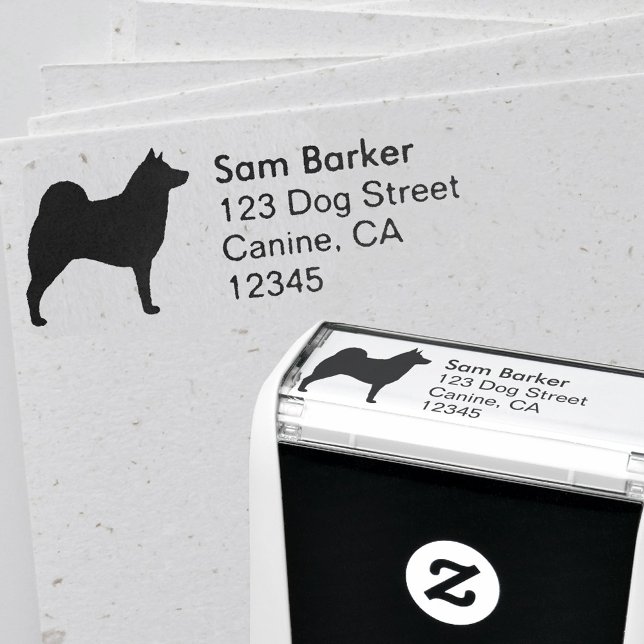 Norwegian Elkhound Silhouette Return Address Self-inking Stamp (Creator Uploaded)