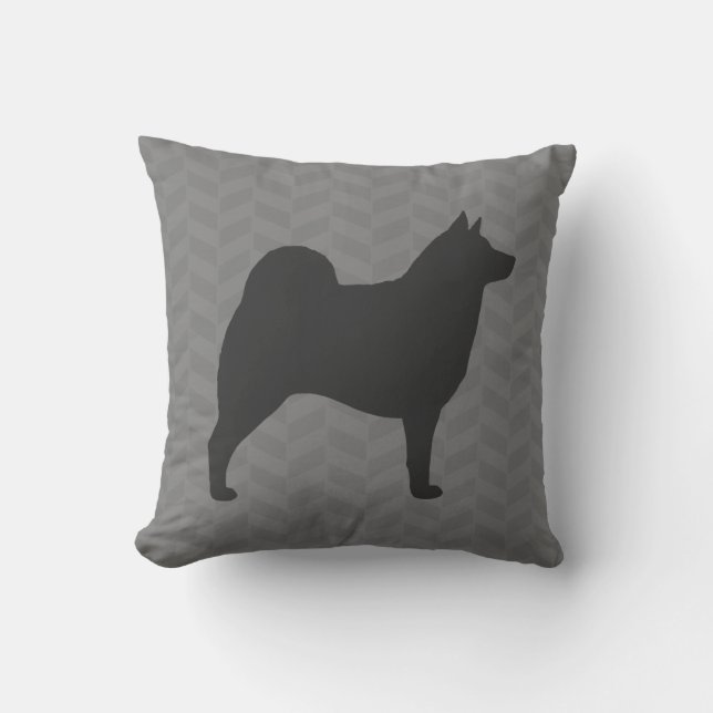 Norwegian Elkhound Silhouette Throw Pillow (Front)