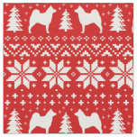 Norwegian Elkhound Silhouettes Christmas Holiday Fabric