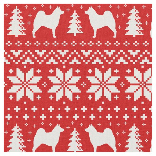 Norwegian Elkhound Silhouettes Christmas Holiday Fabric