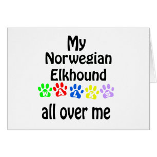 Norwegian Elkhound Walks Design Cards